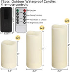 pliadvbu Flameless LED Candles 72 Pack, Outdoor Realistic Waterproof Votive Candles with 4 Remote Control and Timer for Halloween Wedding Festival Decor, (H 4" 5" 6" x D 2.2")
