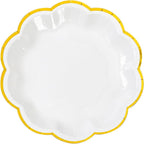 White Golden Party Plates Gold Foil Dessert Paper Plate 7inch Scalloped Edge Disposable Cake Plates for Tea Party Birthday Bridal Baby Shower Wedding Party Supplies (48, White)