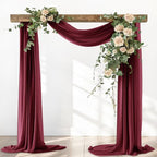 Burgundy Red Fall Elegant Arch Draping Fabric Thankgiving Outdoor 1 Panel 29" × 20Ft Sheer Chiffon Curtain Drapes for Wedding Ceremony Birthday Party Garden Brunch