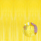 4 Pack Macaron Yellow Foil Fringe Curtain Backdrop, 3.28Ft x 8.2Ft Metallic Tinsel Foil Fringe Streamer Curtains for Photo Booth, Birthday, Wedding, New Year’s, Christmas Decoration Party Supplies