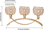 4Set Gold Crystal Candle Holders Decorative Candelabra for Wedding Centerpiece,Metal 3 Arms Candlesticks Holder Stand for Dining Table Living Room Home Decor, Party, Anniversary,Halloween,Christmas