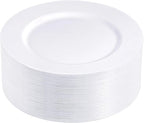 N9R 100PCS White Plastic Plates, 10.25inch Heavy Duty Plastic Disposable Plates, Premium Elegant Dinner Plates for Party