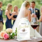 Acrylic Wedding Sign for Ceremony & Reception - 5x7 Inch White Guest Book, Photo Guest Book, Cards & Gifts - Wedding Decor Bundle