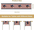 4th of July Table Runner, Patriotic Independence Day American Stars Stripes Flag Print Table Runner for Farmhouse Kitchen Dining Holiday Birthday Party, 13x60inch
