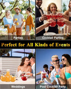 40 PCS Clear & Gold Rim 12 Oz Plastic Wine Whiskey Glasses, Diamond Stemless Unbreakable Disposable Wine Glasses for Party, Ideal for Beach Holidays,Halloween, Christmas, Weddings,Daily Use
