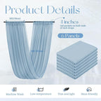 6 Panels Dusty Blue Ceiling Drapes for Wedding, 5ftx10ft Ceiling Drapes Cheesecloth Sheer Fabric Curtain Wedding Arch Draping Fabric Romantic Ceilings Decorations for Weddings Party Ceremony Stage