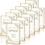 Acrylic Sign Holder 8.5X11 Double Sided Table Flyer Holder , Plastic Acrylic Display Stand for Home Office Shop Restaurant (12pcs)