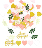 200PC Engagement Confetti for Engagement Party Decorations Sage Green and Pink Gold Heart Just Engaged Table Confetti for Wedding Shower Bachelorette Party Decorations
