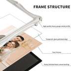 8 x 10'' Premium Alloy Silver Photo Frame with 5x7'' Mat - Luxury Hi End Display Picture Frames 5x7'' with Black Velevt Back