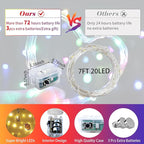 8 Pack Fairy Lights 7Ft 20 LED Twinkle String Lights 3 Modes Battery Operated Waterproof Firefly Starry for Mason Jar Party Wedding Christmas Valentines Day Table Centerpieces,Rainbow