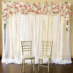 10ft x 7ft White Chiffon Backdrop Curtain with Lights String for Parites Wedding Wrinkle Free Curtain Photo Backdrops Drapes for Baby Shower Birthday Party Home Decorations
