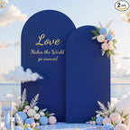 Navy Blue Arch Covers Set of 2, Navy Blue Backdrop Covers 7.2FT 6FT Stretchy Spandex Fitted Arch Stand Cover for Baby Shower, Wedding, Birthday Party Decor with Double-Sided Design