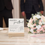 Wedding Guestbook Desk Decor, Wedding Guest Book Sign Wood Plaque, Guest Book Signs forWedding, Photo Guestbook WeddingWooden PlaqueSign with Wood Stand for WeddingReception Decor