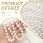 48 Feet Faux Pearl Beads Garland 8mm Craft String Pearls for Wedding Centerpiece Christmas Tree and Flowers Decoration DIY (White)