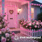 100LED Pink String Lights Outdoor Indoor for bedroom, 43FT Connectable Globe String Lights with Timer, 13 Modes Fairy Light Plug in Waterproof for Anniversary Valentines Party Christmas Decorations