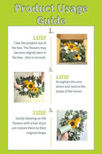 Wedding Sign Faux Flower Swag (Pack of 2) for Ceremony Party Reception Entrance Floral Decor Wall Easel Stand for Wedding Poster Welcome Sign(Sunflower)