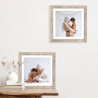 12x12 Picture Frame Set of 4 with Tempered Glass, Smoke Gray Frame Display 10x10 Picture with Mat or 12 x 12 Without Mat, Wood Square Photo Frames for Desktop Display and Wall Mounting
