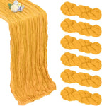 6 Pack Gold Cheesecloth Table Runner 10ft Boho Gauze Fabric Cheese Cloth Table Runner 35 x 120 Inch Rustic Sheer Runner for Romantic Wedding Decor Baby Shower Party Table Centerpiece Decoration