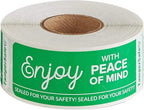 Angel's Peel Lounge Tamper Proof Stickers Roll — Tamper Evident Stickers for Containers, Cups, Delivery Bags, Drink Lids, Writable Seal Tape, Self Adhesive Food Labels - 1x3in 250-COUNTS, Green