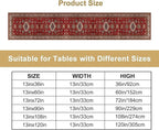 Boho Floral Vintage Table Runner, Retro Red Brown Flower Rustic Country Farmhouse Abstract Pattern for Home Kitchen Table Decor Dining Coffee Room Party Decor 13x90in