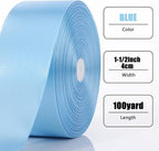 NESCCI 100 Yards Ribbon,1-1/2 Inch Sky Blue Satin Ribbon,Single Face Satin Ribbons,Perfect for Gift Wrapping,Wedding Decoration,Handmade Bows,Wrapping Bouquet, Halloween, Christmas