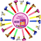 25pcs Party Blowers,Colourful Noisemakers Party Blowouts Squawkers Fringed Noise Maker,Birthday Noisemakers Birthday Blow Horns Party Whistles