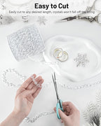 99FT Crystal Garland Strands, Acrylic Clear Crystal Beads String Roll, Diamond-Shaped Crystal Garland for Christmas Tree Wedding Party Decorations Beaded Curtain DIY Crafting Projects