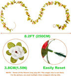 8 Pcs x 8.2 ft Flower Garland Artificial Rose Vine Flowers with Green Leaves Hanging Fake Roses Vine for Room Party Home Wedding Birthday Christmas Wall Arch Decor, Spring Red Flower