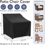 Outdoor Swivel Chair Covers Waterproof, Outdoor Rocking Chair Covers 2 Pack, Patio Chair Covers for Outdoor Furniture Fits up to 31.5W x 33.5D x 36H inches, Black