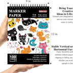 Belenova 9" x 12" Marker Paper Pad, 100 Sheets Bleedproof Sketchbook for Alcohol Markers - 73lb/120gsm Art Supplies for Drawing & Coloring (Kids/Adults).
