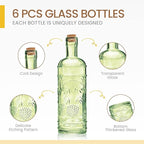 Assorted Green Glass Bottles with Corks, 6 Pack, 2.5in X 9in, 16oz
