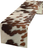 Farmhouse Cow Skin Print Table Runner, Safari Wildlife Brown Country Farm Cowhide Pattern Cotton Linen Rustic Cottage Table Runner for Dinning Home Party Holidays Home Setting, 13x120 Inch