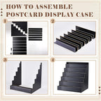 6 Tier Greeting Card Display Stand Black Bamboo and Acrylic Sticker Display Stand Trading Card Holder Retail Photos Shelf for Vendors Craft Collection & Show