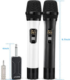 Wireless Microphone, Bietrun UHF Metal Dual Handheld Cordless Dynamic Mic System with Rechargeable Receiver, 1/4‘’Output, for Karaoke, Church, Speech, Wedding, Party Singing(160 ft Range)-Auto Connect