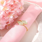 Hotop 400 Pcs Napkin Rings Gold Table Decorations, Elegant Bling Leaves Napkin Rings, Rhinestone Guest Towels Buckle for Wedding Gold Party, Thanksgiving Christmas Dinner Banquet Table Decoration