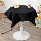 Square Black Tablecloth 43 x 43 Inch Polyester Fabric Washable Table Cloth Decorative Wrinkle Resistant Solid Color Table Cover for Kitchen Dinning Party Wedding Camping