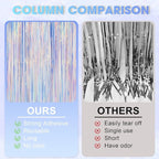 2 Pack Iridescent Foil Fringe Curtains, Holographic Tinsel Streamers Birthday Party Decorations, Fringe Backdrop for Kids Birthday, Baby Shower, Anniversary, Engagement Themes Party