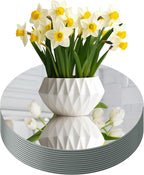 Round Mirror Centerpieces, Set of 12 Pcs 12" Round Glass Mirror Centerpieces for Tables, with Anti Slip Pads, Glass Trays for Wedding Decorations, Parties, Baby Shower Party