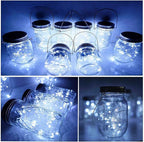 SunKite Solar Mason Jar Lights, 12 Pack 30 LED Waterproof Fairy Firefly Jar Lids String Lights with Hangers(NO Jars), Patio Yard Garden Wedding Decoration - Cool White