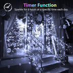 2 Pack 100LED Battery Operated Fairy Lights with Remote, 8 Modes LED String Lights with Timer, Dimmable, Memory Function, Waterproof Twinkle Lights for Outdoor Indoor Christmas Decor(Cool White)