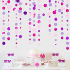 Pink and Purple Party Decorations Circle Dots Garland Hot Pink Lavender Hanging Polka Dot Streamer for Girls Birthday Baby Shower Bridal Shower Wedding Bachelorette Anniversary Party Supplies