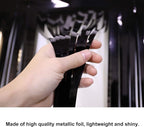 Thick 10 Feet by 15 Inch Black Foil Fringe Garland - Pack of 3 - Shiny Metallic Tinsel Banner for Parade Floats, Easter Day, Halloween, Christmas | Wall Hanging Drapes (3)