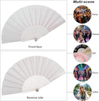 12 Pack Handheld Fan,Folding Hand Glitter Fan with Shining Transparent Fan Rib – Ideal for Wedding, Church, Festival, Dance, Tea Party, Club, and EDM Accessories, White