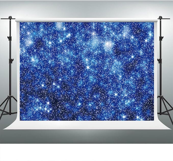YongFoto Blue Glitter Backdrop 9x6ft Silver Light Spots Navy Blue Sequin Bokeh Photography Background Birthday Bridal Shower Wedding Photography Background Party Banner Decor Portraits Photoshoot