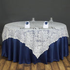 Efavormart 90" x 90" Ivory Square Lace Table Overlay for Wedding Catering Party Table Decorations