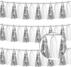 3P White Silver Metallic Fringe Tassel Banner Garland Foil Tinsel Streamer Wall Hanging Curtain Backdrop Banner for Parade Floats, Graduation Bridal/Baby Shower Retirement Party Decorations