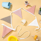 Oudain 15.5 ft Pennant Banner Flags, 2 Pcs Nursery Garland Triangle Bunting Flag Baby Banner for Nursery Decor Baby Birthday Boho Wedding Shower Party Event, Each 7.75 ft(Pastel Color)
