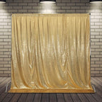 SquarePie Sequin Backdrop Less See Through Thick Background for Photography Glitter Curtain Party 7FT x 7FT Gold