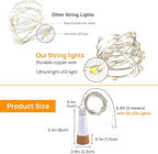 Wine Bottle Lights with Cork Switch for Liquor Bottles 4 Pack Rechargeable Battery Operated 20 Led Bottle Stopper Warm String Fairy Lights Indoor Christmas Wedding Halloween Decorations