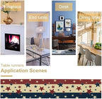 Memorial Day Table Runner, 4th of July American Patriotic Independence Day Stars Stripes Print Table Runne for Summer Holiday USA Home Decoration Party,13x90inch